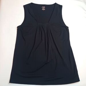Joe Fresh Black Square Pleated Neckline Tank Top.
